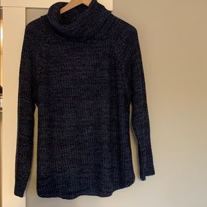 XL Blue Sweater with Loose Turtle Neck